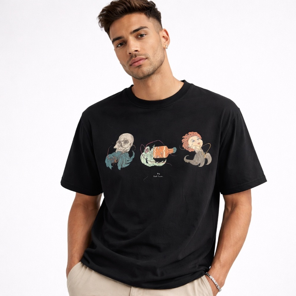 PS Paul Smith Men’s Black Graphic T-Shirt 100% Organic Cotton XXL
